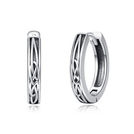 Celtic Knot Hoop Earrings 925 Sterling Sliver Small Hoop Earrings Hypoallergenic Black Hoop earrings