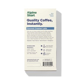 Alpine Start Premium Instant Coffee, Non-Dairy Coconut Creamer Latte, 5 Single Packets, 100% High Altitude Colombian Arabica Coffee, 0.74 oz (Pack of 5), Non-GMO, Dairy Free, Soy Free