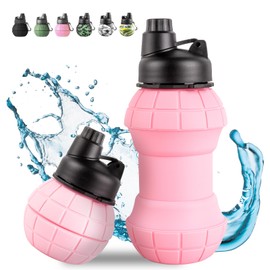 COCTN Collapsible Travel Water Bottles，550ml Silicone Foldable Grenade Type Water Bottle，Leakproof Portable Expandable Water Bottles for Traveling, Camping, Hiking, Cycling & Sports Outdoor