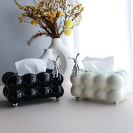 Cloud-Shaped Design Plastic Tissue Box Cover,20 * 14 * 10CM,Waterproof and Durable, Suitable for Bathroom, Vanity Table, Desk, Dining Table, and Living Room (1, Plastic-Black)