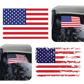 DYEKNEE American Flag Body Decoration Stickers, Patriotic Flag Decal Distressed Style American Flag Decals, Waterproof Car Body Decals, Universal for Most Cars, SUVs, Motorcycles (Red)