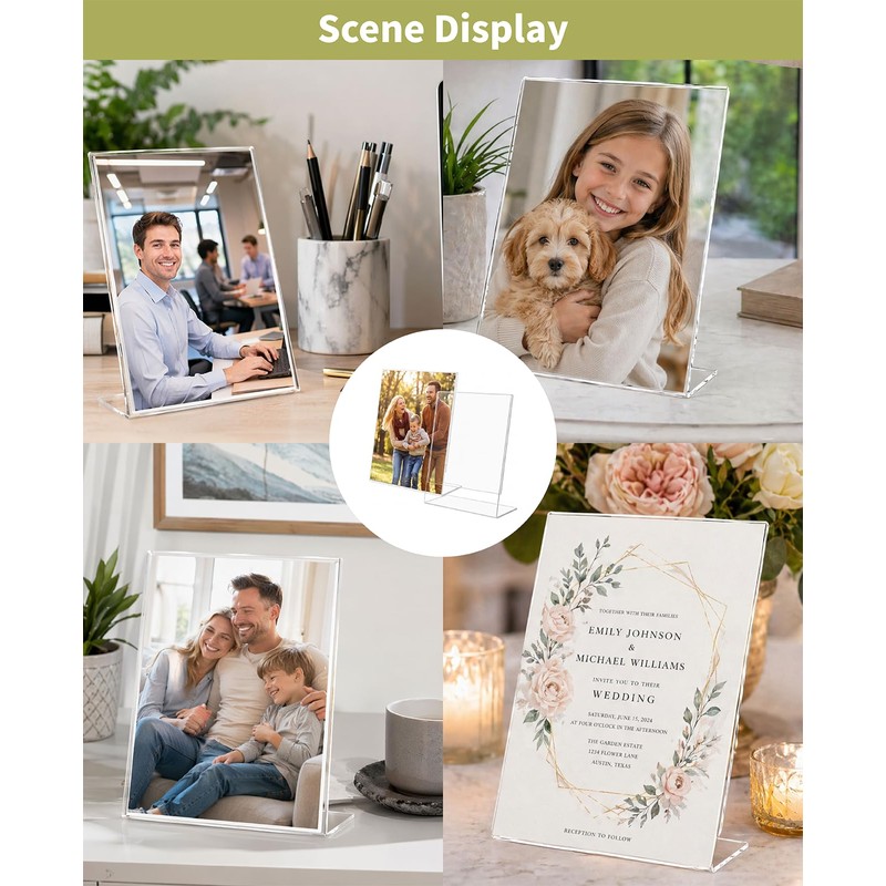 Waaqkid 12 Pack 4x6 / 6x4 Clear Acrylic Photo Frames,
