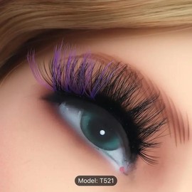 19mm Fluffy Wispy False Eyelashes - Thick Curling, End Eye Colored Lashes for Music Festival - Cosmetic, Makeup Eyelash Extension Lash Extensions Eyelashes Extensions Eyelash Extensions