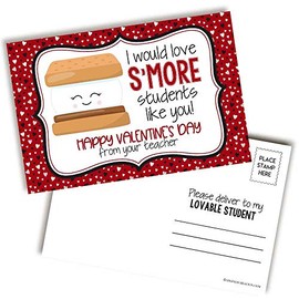 Cute S'more Themed Happy Valentine's Day Blank Postcards For Teachers To Send To Students, 4"x6" Fill In Notecards by AmandaCreation (30)