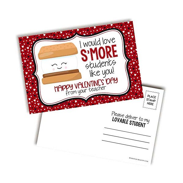 Cute S'more Themed Happy Valentine's Day Blank Postcards For Teachers