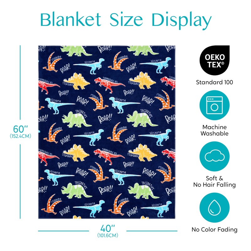 Joiedomi Glow in The Dark Blanket - Dinosaur Gift for