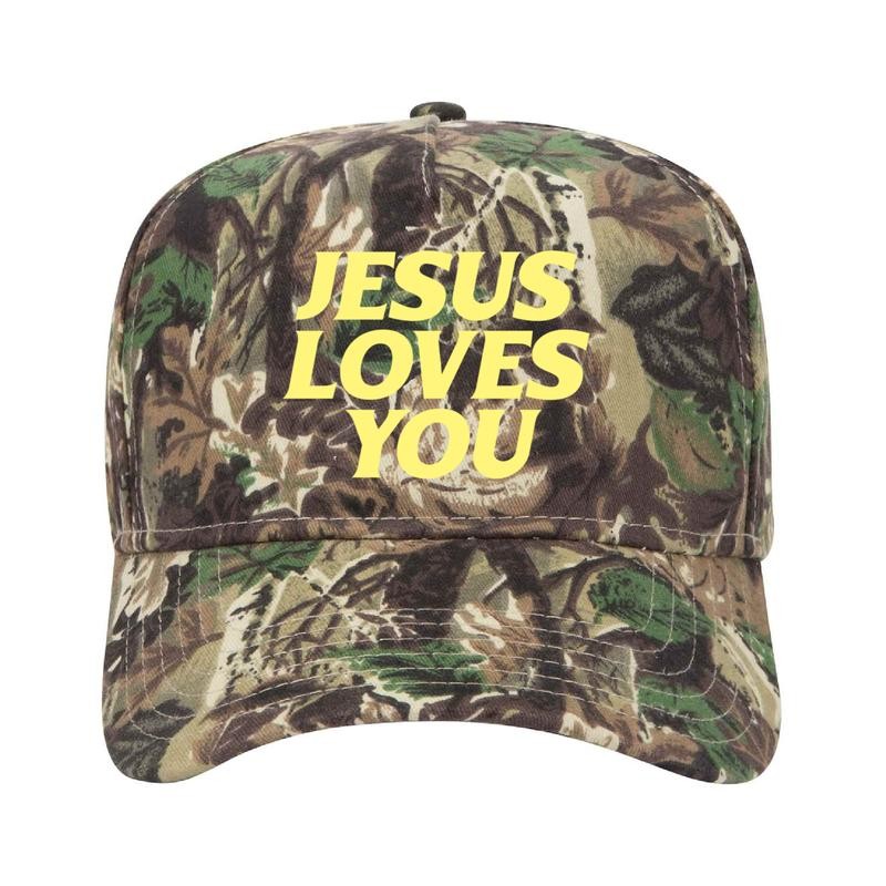 Jesus Loves You Camo Unisex Trucker Hat - Color: White