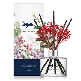 396 st. Preserved Baby's Breath Flower Reed Diffuser, Black Cherry, 200ml(6.7oz) / Reed Diffuser Sets, Home Fragrance, Scented Oils, Home & Bathroom Décor