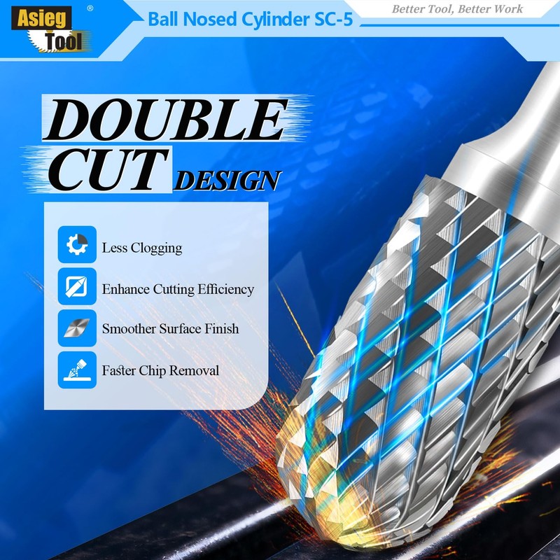 SC-5 Tungsten Carbide Burr Rotary File Cylindrical Shape with Radius