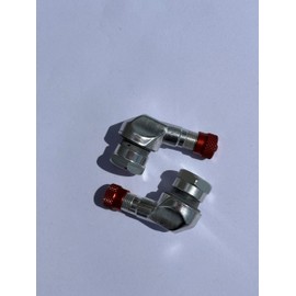 Bridge Port 90 Degree Silver Angled Aluminum Tire Valve Stems(Red Cap). Compatable with Most Major Japanese Manufacturer Motorcycles 11mm