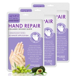 Moisturizing Gloves, 3 Pairs Hand Mask with Collagen, Vitamins and Natural Plant Extracts for Dry, Aging and Cracked Hands