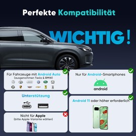 SALCAR Wireless Adapter for Android Car - 2025 Upgrade | Wireless Android USB Dongle with Dual Band WiFi | Stable & Uninterrupted | Compatible with Android 11 or above & Android Car