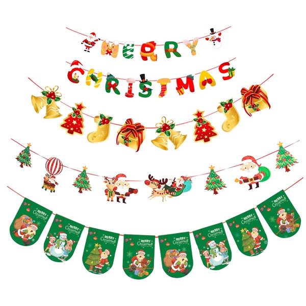 WiTwo Christmas Garland, Cute, Christmas Decoration, Wall Decoration, Double-Sided, Cardboard,