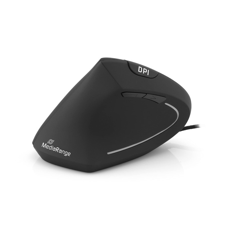 MediaRange ergonomische 6-Tasten Maus mit optischem Sensor für Linkshänder, kabelgebunden,