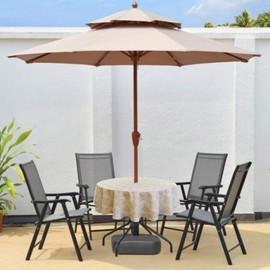 UMINEUX Outdoor Tablecloth with Umbrella Hole and Zipper, Spring/Summer Waterproof Table Cover for Picnic/BBQ/Garden(60" Round,Khaki)