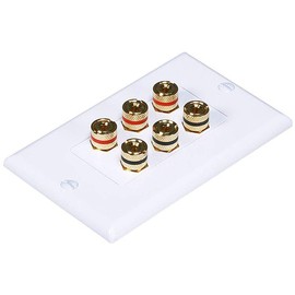 Monoprice 103538 Banana Binding Post Two-Piece Inset Wall Plate for 3 Speakers, Single PCS