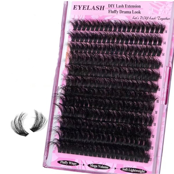 Fluffy Cluster Lashes 200D D Curl Individual Eyelashes 240PCS Volume