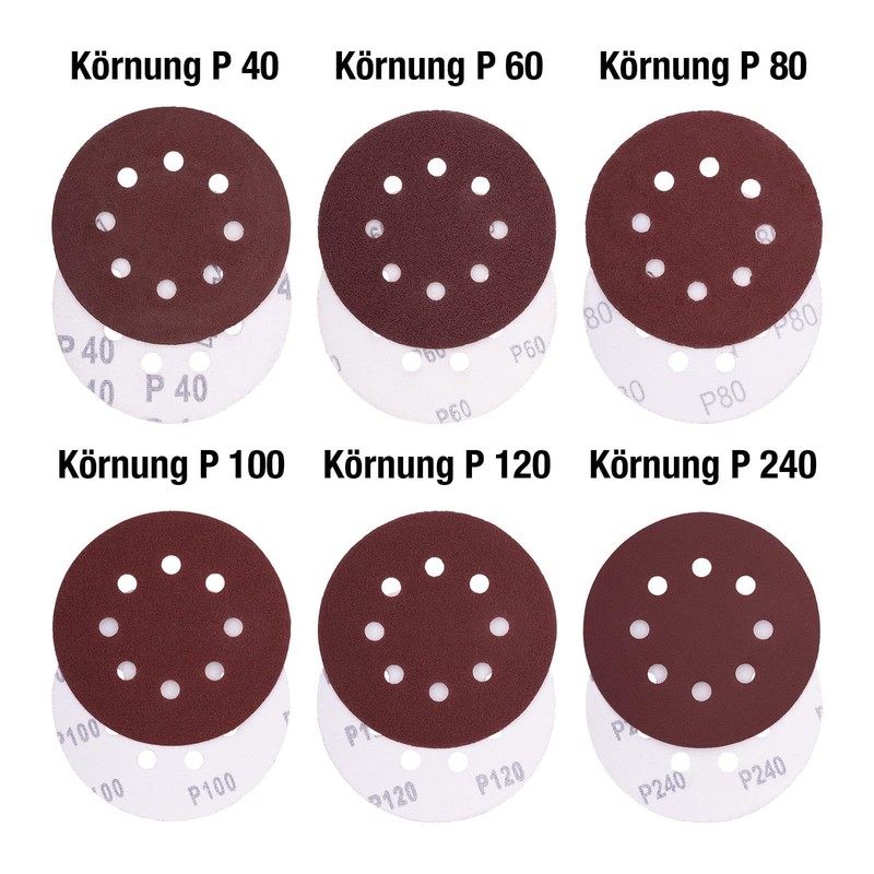 BOOMET Sandpaper Velcro Sanding Discs 125 mm 8 Hole Sets