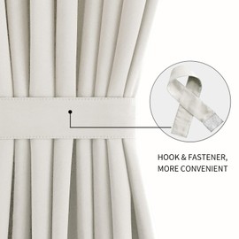 DWCN French Door Curtains – Rod Pocket Thermal Blackout Curtain for Doors with Glass Window, Kitchen and Patio Doors for Privacy, 54 X 80 Inches Long, 1 Curtain Panel with Tieback, Ivory