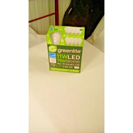Greenlite 11W Led Bulb 75W Equivalent Household Bulb 3000K A19 1100 Lumens 4 Pak
