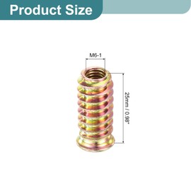 sourcing map 30Pcs Threaded Inserts, M6-1x25 Zinc Alloy Hex Socket Drive Screw-in Nut Threaded Inserts Furniture Bolt Fastener Connector for Wood Working Tool and Accessories