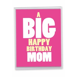 NobleWorks - 1 Large Birthday Greeting Card (8.5 x 11 Inch) - Fun Bday Celebration, Stationery Notecard - Big Happy Birthday Mom J5972BMG