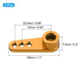 sourcing map Aluminum Alloy 25T Steering Servo Single Arm Horn Gold for DIY RC Car/Boat/Airplane Boat Accessories 2 Pcs