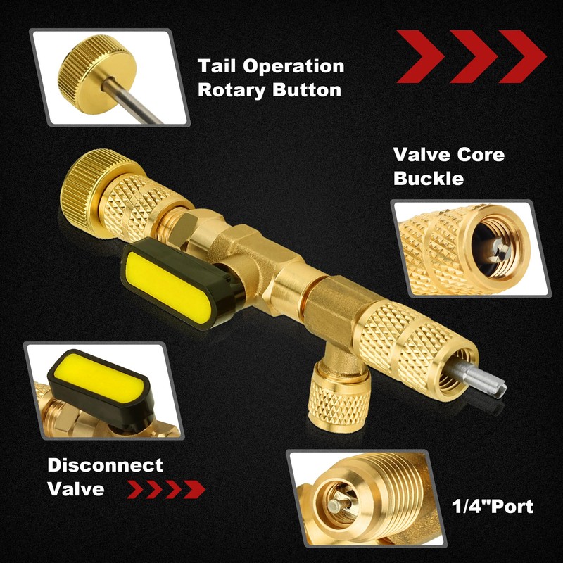 limontek HVAC Valve Core Removal Tool, R410A Mini Split Adapter,