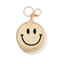 スマイリーフェイス コインケース スマイリー ニコちゃんマーク キーホルダー バッグチャーム レディース 小銭入れ/kc-39 (ゴールド)
