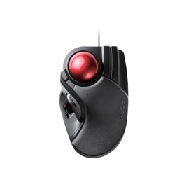 ELECOM HUGE Trackball Mouse, Wired, Finger-Operated, 8-Button Function, Palm Rest Attached, 52mm Smooth Red Ball Windows11, macOS (M-HT1URBK)