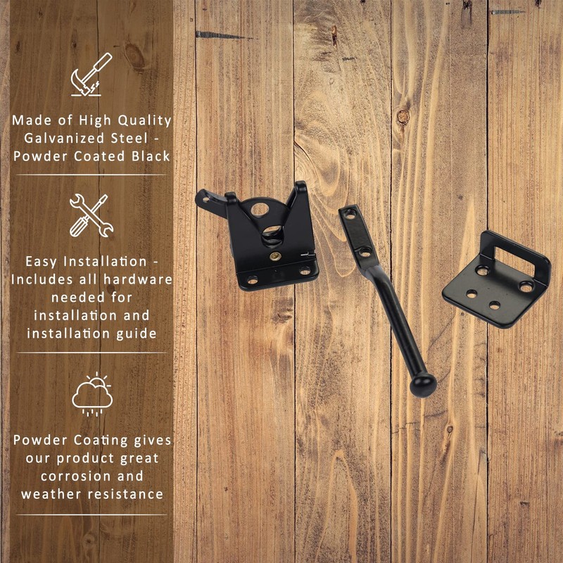 Spring Loaded Gate Latch with Cable and Ring - Powder