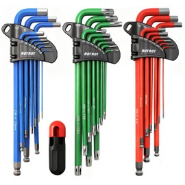 RDTRDT 28-Piece Hex Key Allen Wrench Set, SAE & Metric Star Long Arm Ball End Hex Key Set with Bonus Torque Handle, Industrial Grade Allen Wrench Set