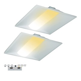 Sokply 2X2FT LED Recessed Troffer Light, 4680LM 3500K/4000K/5000K Selectable, 15W/25W/36W Swith Adjustable Center Basket Light, 1-10V Dimmable Drop Ceiling Light - UL&DLC Listed(2 Pack)