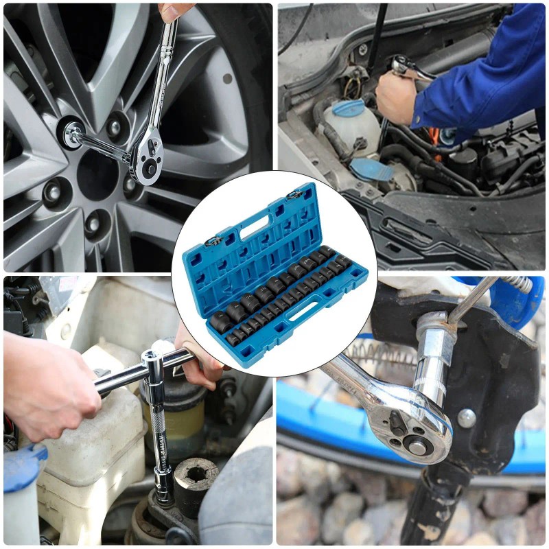 26 Piece 1/2 Inches Impact Socket Set Rugged Construction for