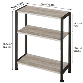 Vantimo 3-Tier Side Table, Small EndTable, Sofa SideTable for Narrow Spaces, Slim EndTable, NightstandTable, Skinny Bedside Table, for Living Room, Bedroom, Office, Greige