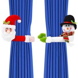 LONROI Abrazaderas Cortinas, 2 Piezas Alzapaños Cortinas, Sujeta Cortinas, Hebilla de Cortina de Dibujos Navidad, Adornos de Navidad, Decoración del hogar y día Festivo