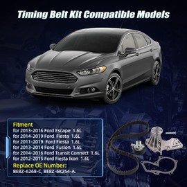 Timing Belt Kit with Water Pump Compatible with 2011-2019 Ford Fiesta/Escape/Fusion 1.6L OE# BE8Z-6268-C BE8Z-6K254-A
