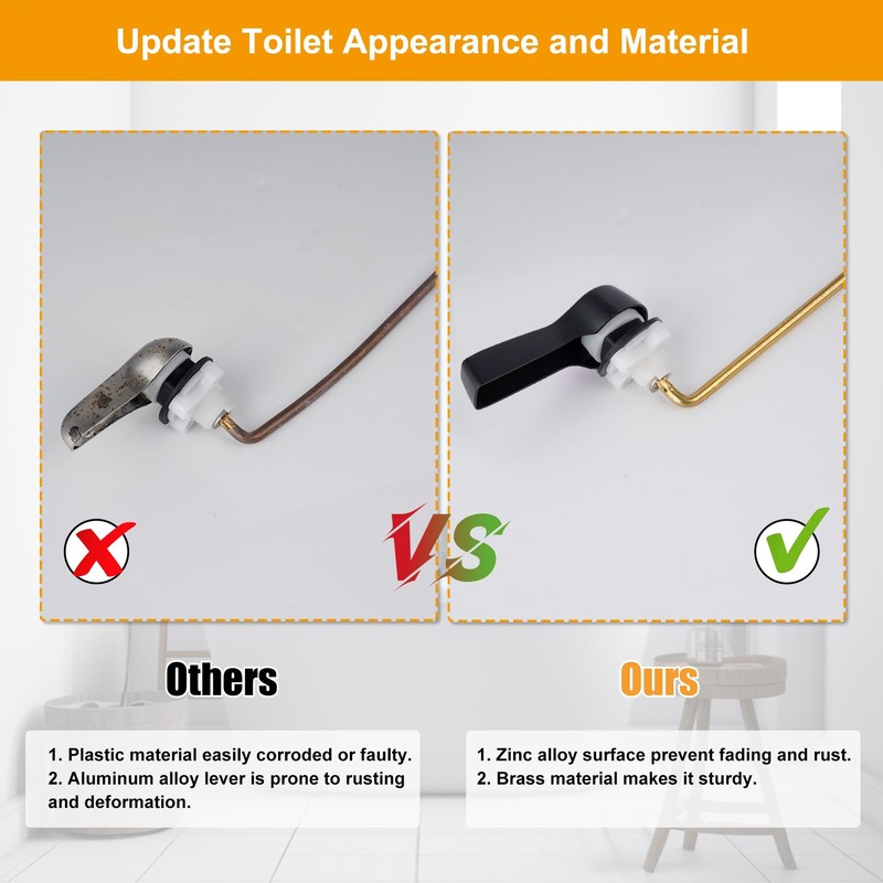 Hibbent Universal Metal Front Mount Toilet Handle Replacement Kit, Brass
