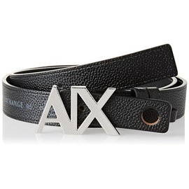 Armani Exchange Casual Leather, On Tone Logo Buckle Belt, black