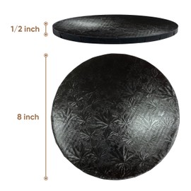 Cakebon Cakebon Cake Boards - Sturdy 1/2 Thick Drums - 8 Inch Professional Fully Wrapped Edges Black 1-Pack