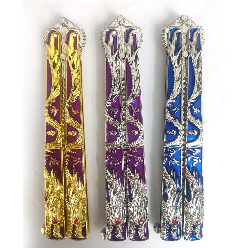 Metal Folding Comb, 3D Raised Dragon Design, 3 Pack(1074)
