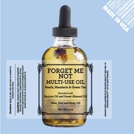 BEAUTE DE PROVENCE Multi-Use Oil for Face, Body and Hair - Forget Me Not - Organic Blend of Apricot, Vitamin E and Sweet Almond Oil Moisturizer for Dry Skin, Scalp and Nails - Peach, Mandarin and Green Tea - 4 Fl Oz