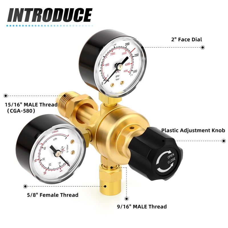 MEANLIN MEASURE Argon CO2 Regulators Gauges Gas Welding Regulator CGA580