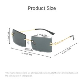 GWAWG 4 Pairs Rimless Rectangle Sunglasses, Retro Square Rimless Sunglasses UV Protection Frameless Funky Eyewear Gradient Vintage Glasses for Women Men Beach Travel Party