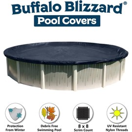 Buffalo Blizzard 30 ft Round Pool Cover | Economy Above Ground Pool Cover | Blue/Black Reversible Heavy Duty Winter Pool Cover | Cold and UV Resistant | Shields Pools from Seasonal Debris