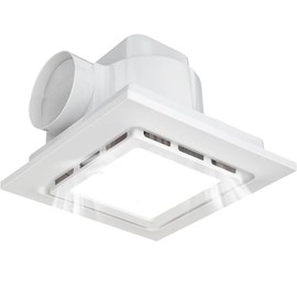 Bathroom Exhaust Fan with 6500K LED Light 126 CFM Ceiling Ventilation Fan 1.2 Sone 4 Inch Duct Quiet Square Bath Fan Light Combo, Shower Exhaust Fan with Light
