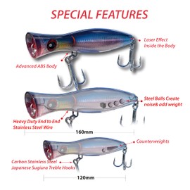 SMASHDIT Gobbler 6.3in Pink Top Water Lures, Saltwater Fishing Lures Topwater Bass Lures, Saltwater Lures - Fishing Lures Saltwater, Top Water Tuna Fishing Lures for Your Fishing Lure Kit