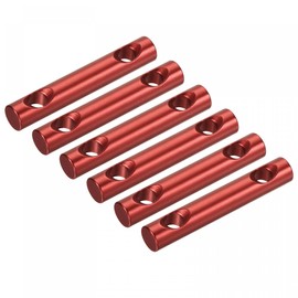 sourcing map Tent Rope Adjusters, 60mm 2 Hole Aluminum Alloy Tensioners Guyline Cord Fasteners for Outdoor Camping Hiking, Red Pack of 6