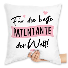 Cushion 40 x 40 cm Decorative Cushion – Godmother Gift – For the Best Godmother in the World – Black – 40 x 40 cm – White – Godmother Favourite Godi World Godi / Godmother Whole Gifts Pateneltern mit