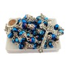 Unique Deep Dark Blue Rose Shaped Crystal Rosary